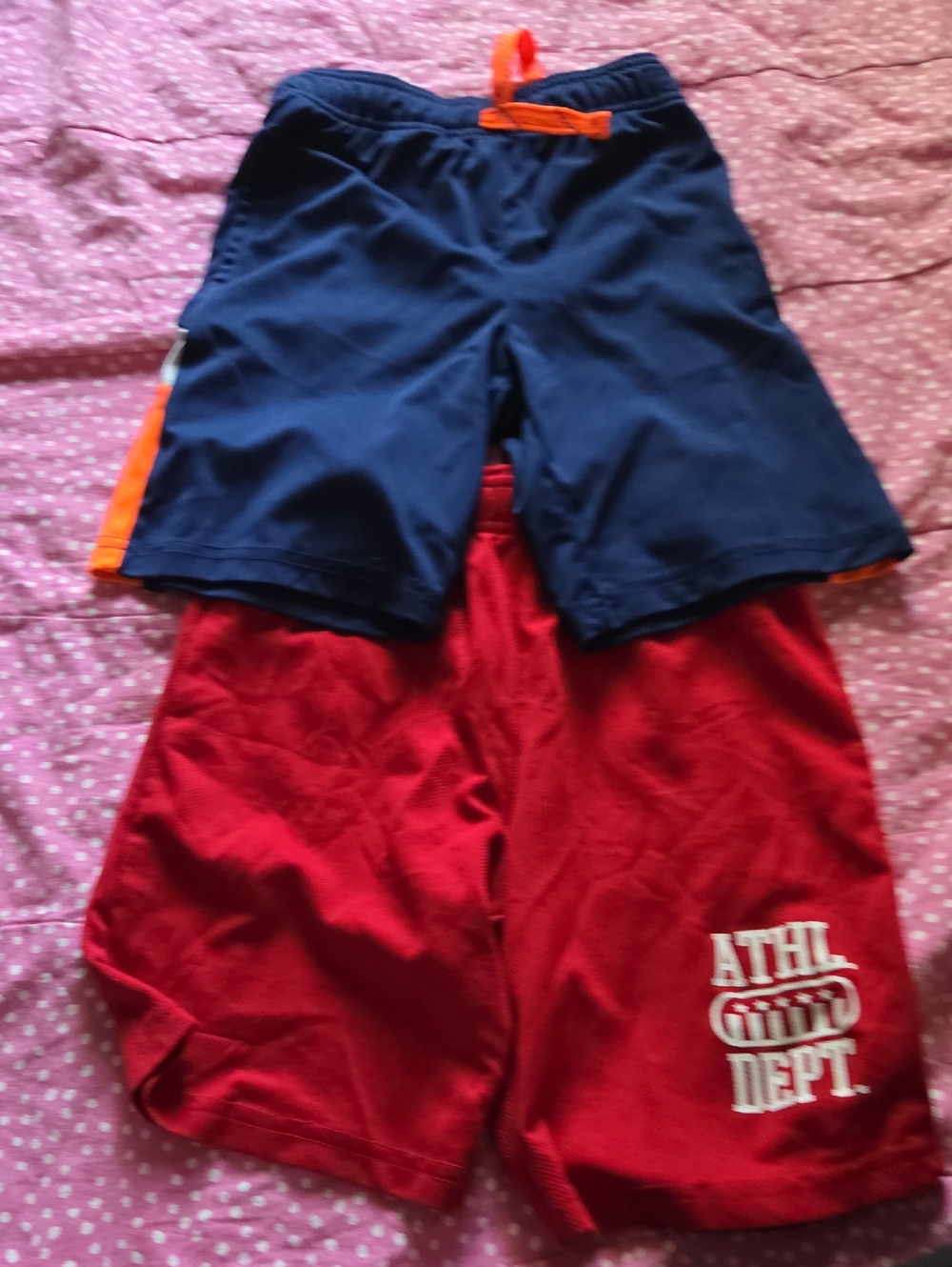 🩵2 For $15🩵Kids Athletic Red Shorts with Navy Overlay - Size 6 & 6-7